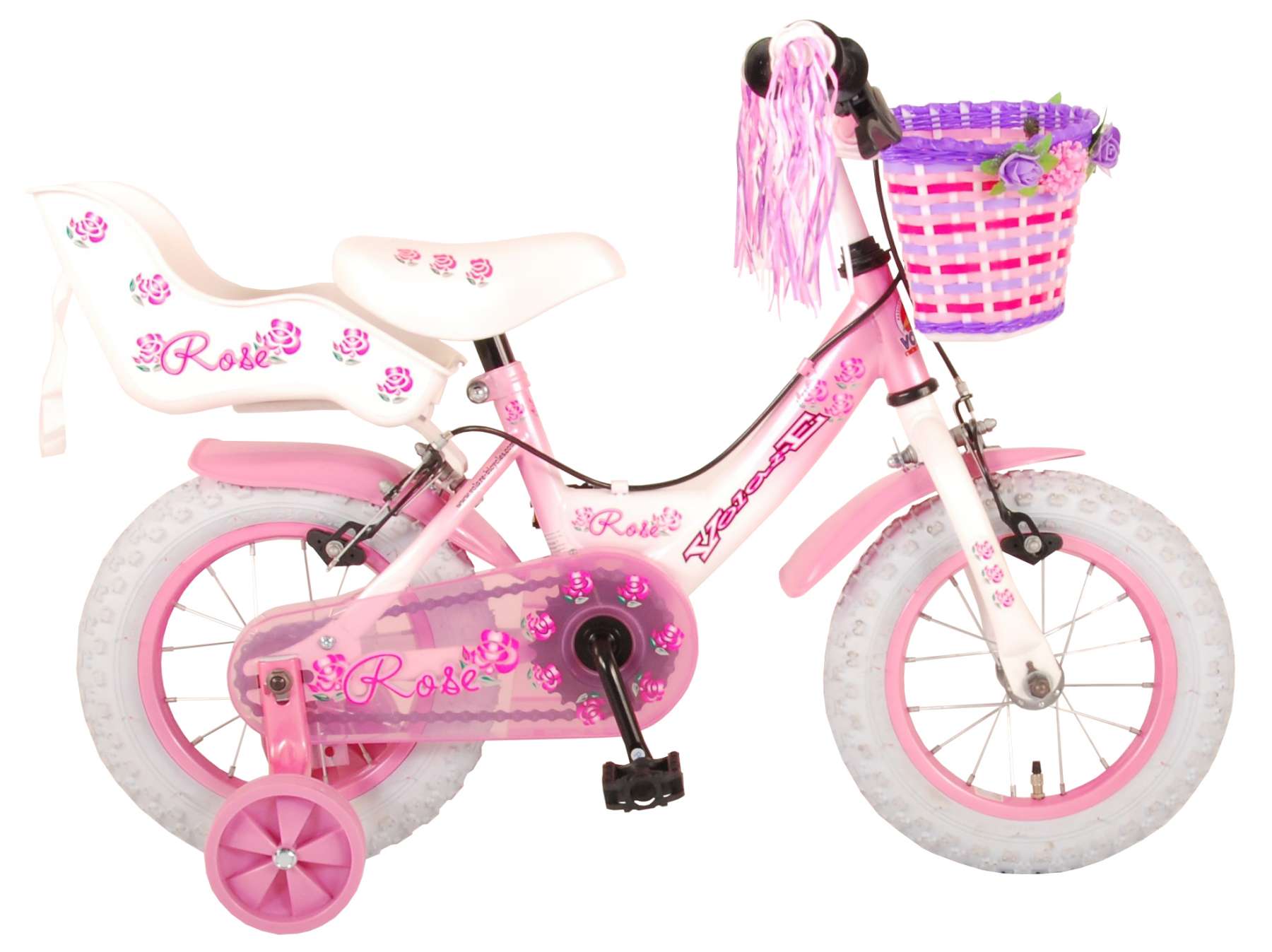 Afstoten Ernest Shackleton golf Volare Rose Kinderfiets - Meisjes - 12 inch - Roze - 2 handremmen