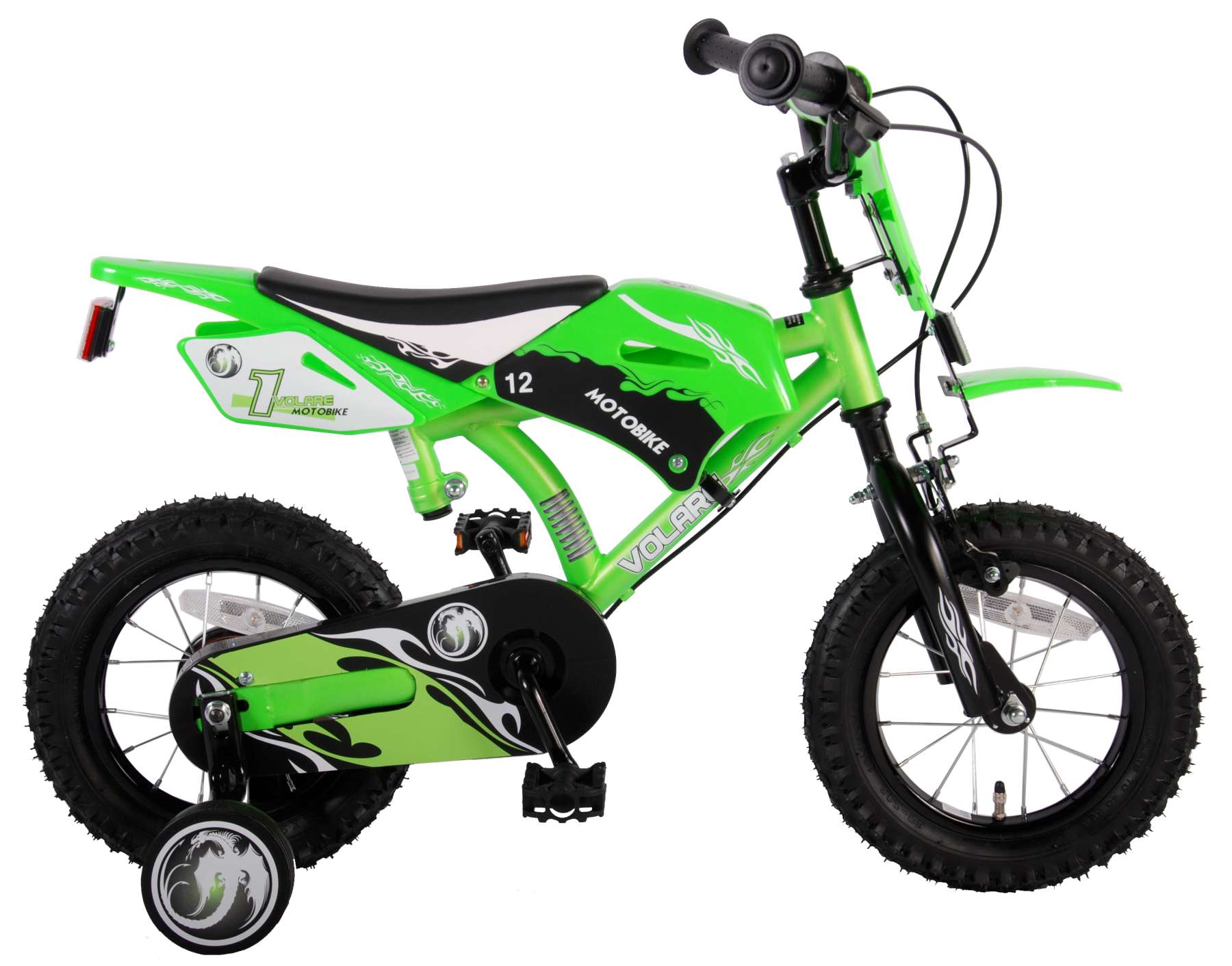 Tom Audreath natuurlijk Waarschuwing Volare Motorbike Kinderfiets - Jongens - 12 inch - Groen - twee handremmen