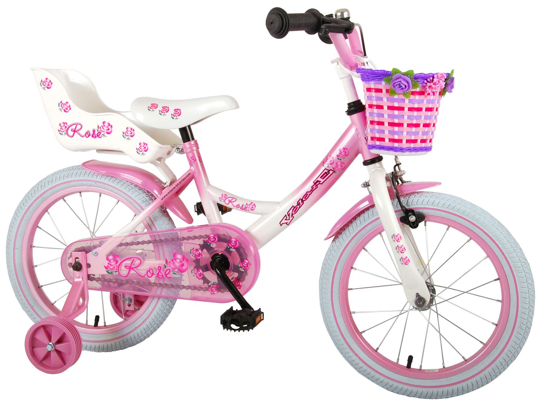 Volare Kinderfiets - Meisjes - 16 inch - Roze/Wit - 95% afgemonteerd - Stapelopfietsen