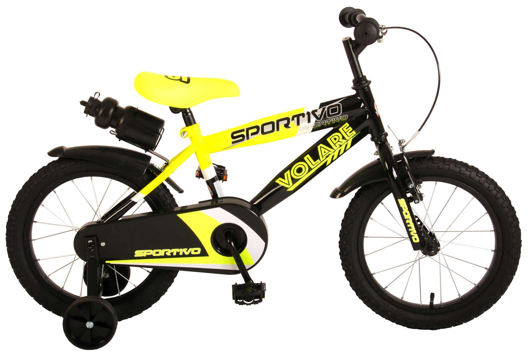 vloot kleur plein Volare Sportivo Kinderfiets - Jongens - 16 inch - Neon Geel Zwart - 95%  afgemonteerd