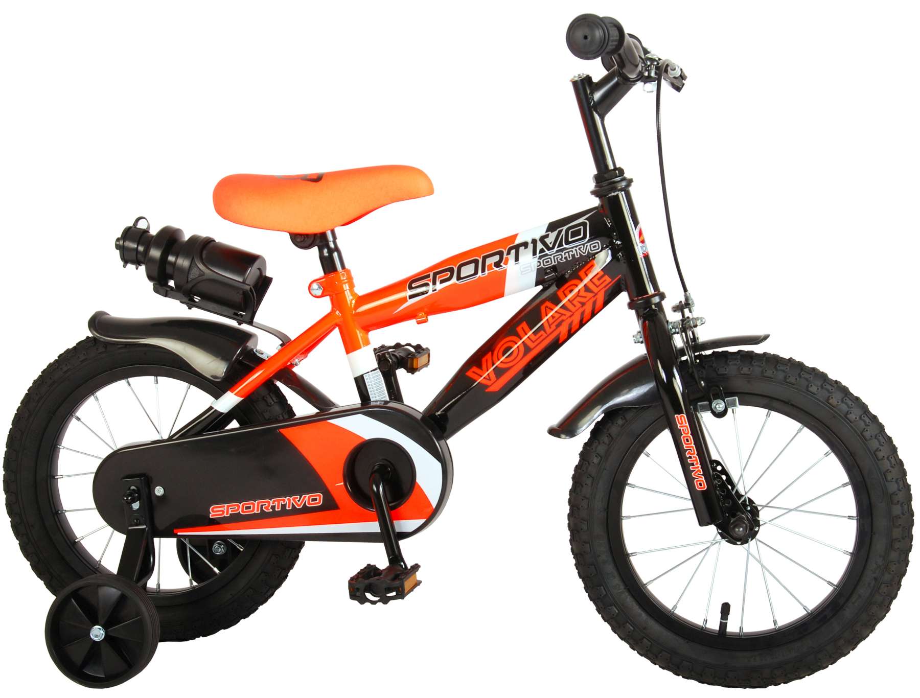 De kamer schoonmaken Afleiding stoeprand Volare Sportivo Kinderfiets - Jongens - 14 inch - Neon Oranje Zwart - 95%  afgemonteerd