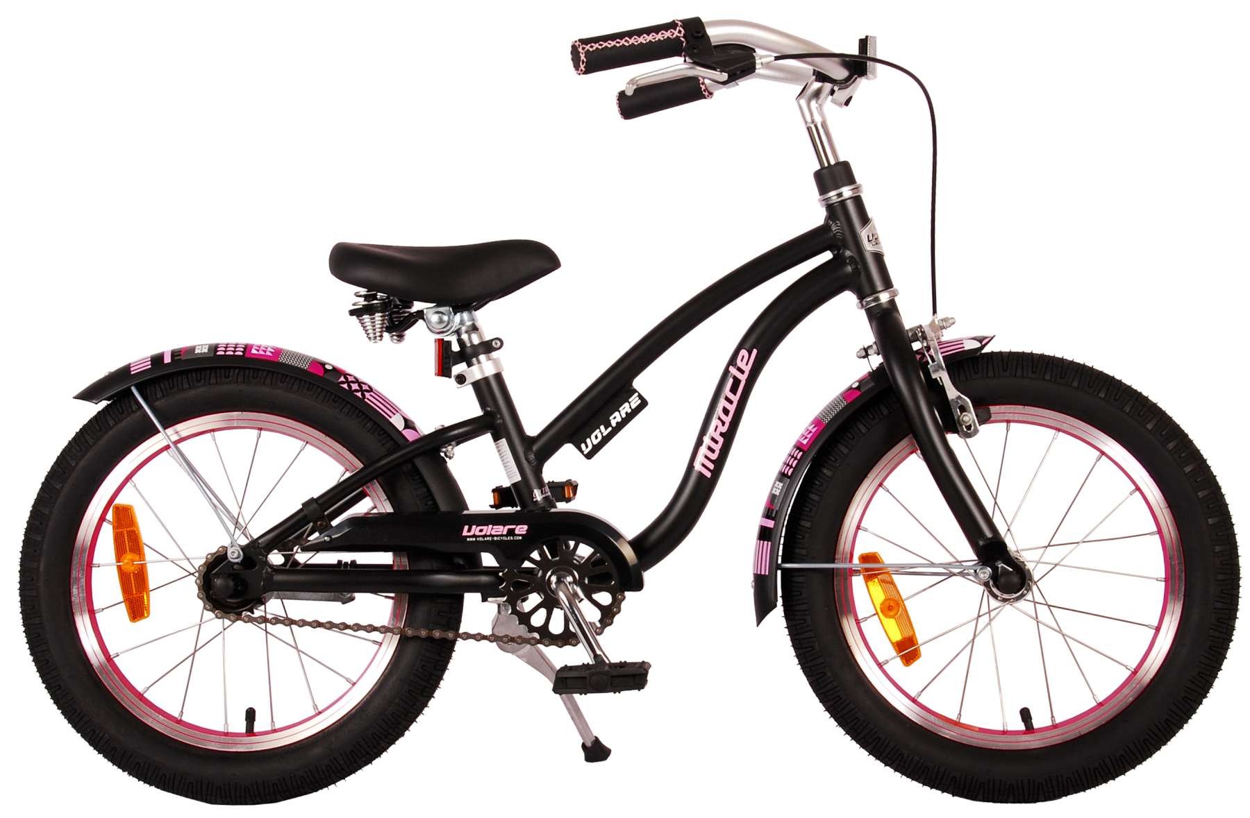 Zweet Roei uit Vakantie Volare Miracle Cruiser Kinderfiets - Meisjes- 16 inch - Mat Zwart - Prime  Collection