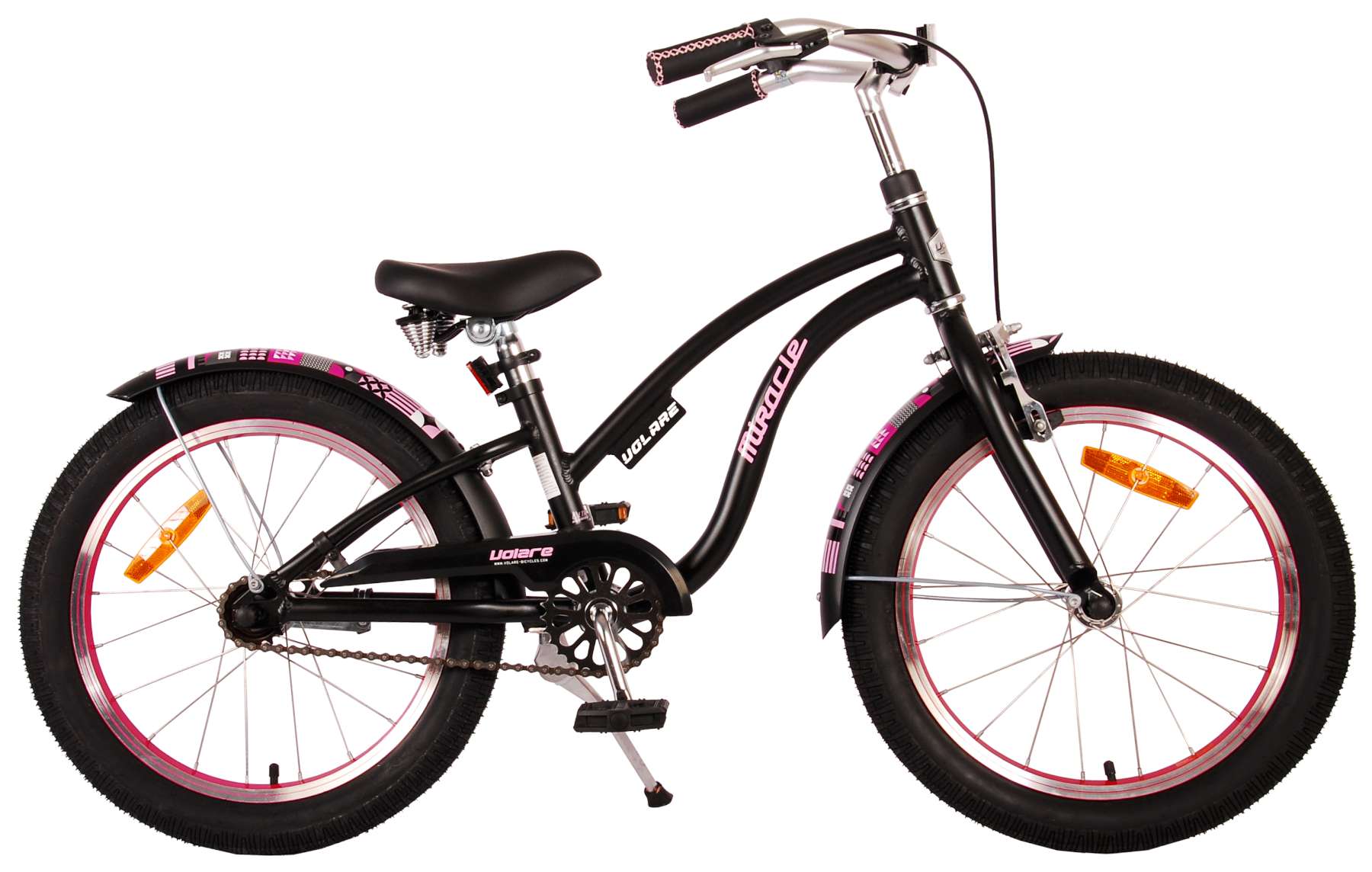 Volare Miracle Cruiser Kinderfiets - Meisjes 18 inch - Mat Zwart - Prime