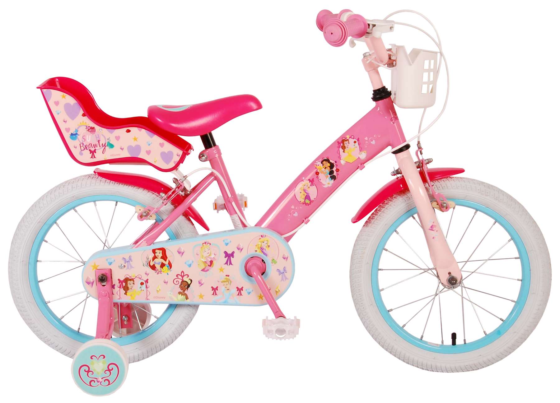 condensor plastic Verwisselbaar Disney Princess Kinderfiets - Meisjes - 16 inch - Roze - Twee Handremmen