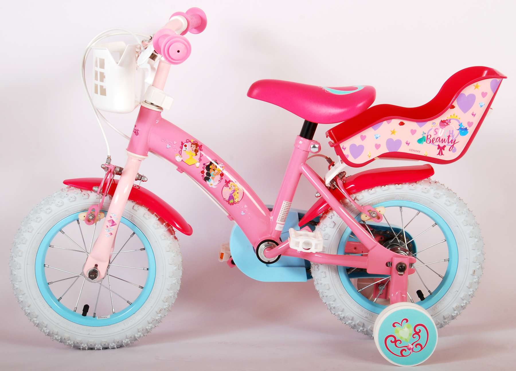 Disney Princess Kinderfiets - Meisjes - 12 inch - Roze - Poppenzitje - Twee