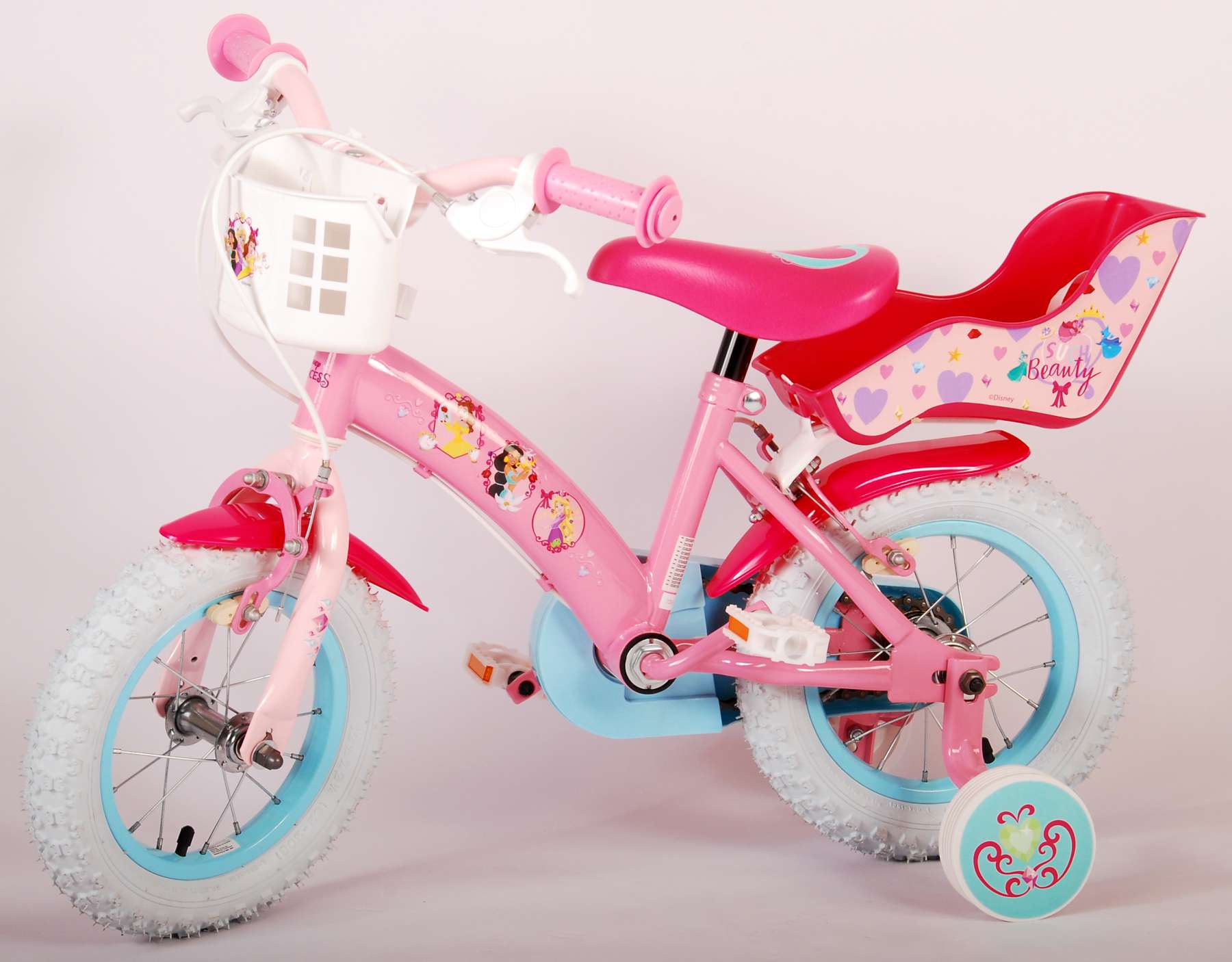 Disney Princess Kinderfiets - Meisjes - 12 inch - Roze - Poppenzitje - Twee