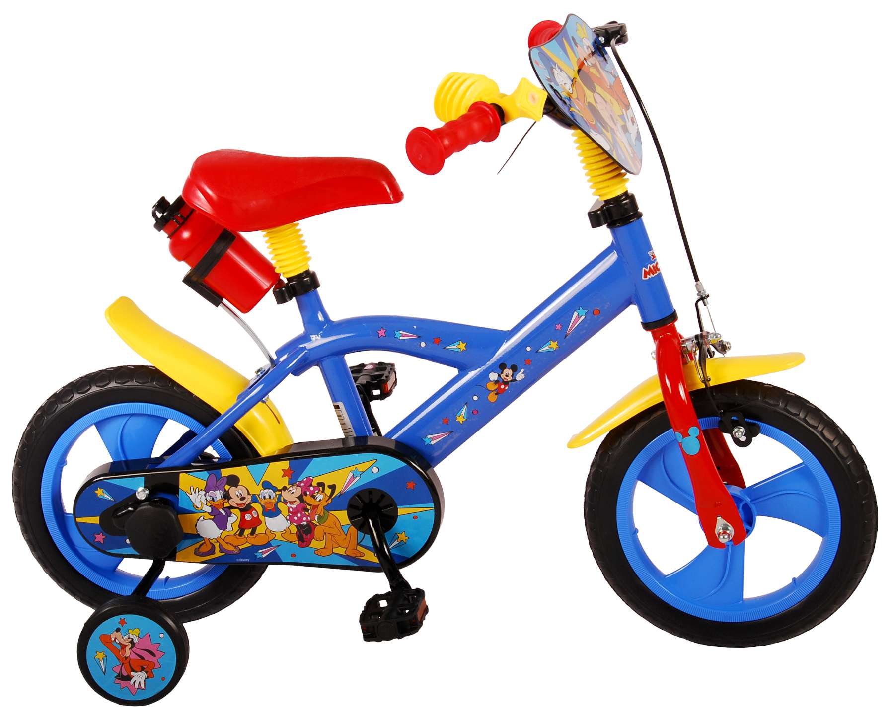 Disney Mickey Kinderfiets - Jongens en Meiden - 12 inch Rood Blauw - Doortrapsysteem