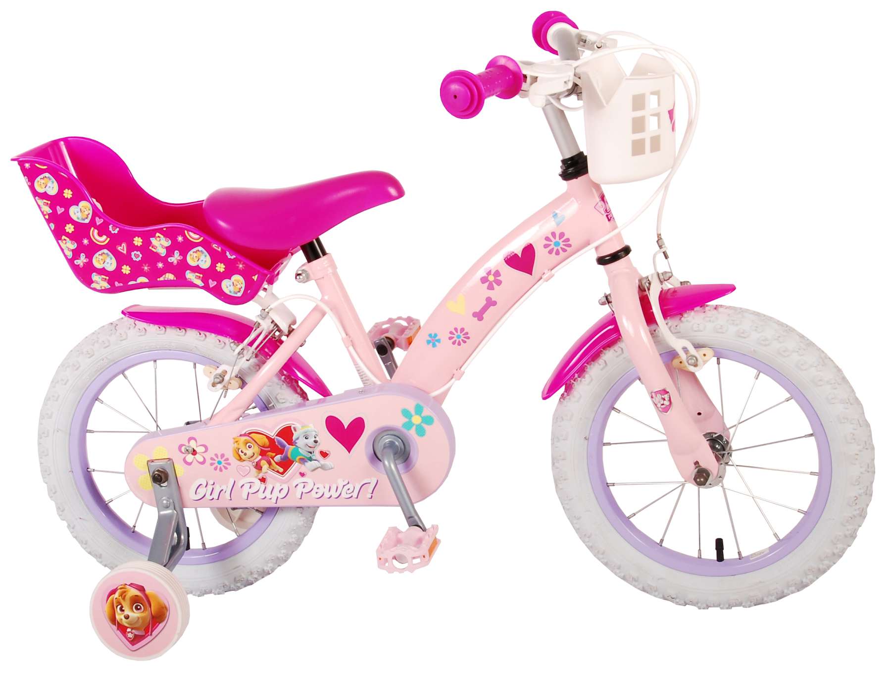 Paw Kinderfiets Meisjes 14 inch - Roze - Twee