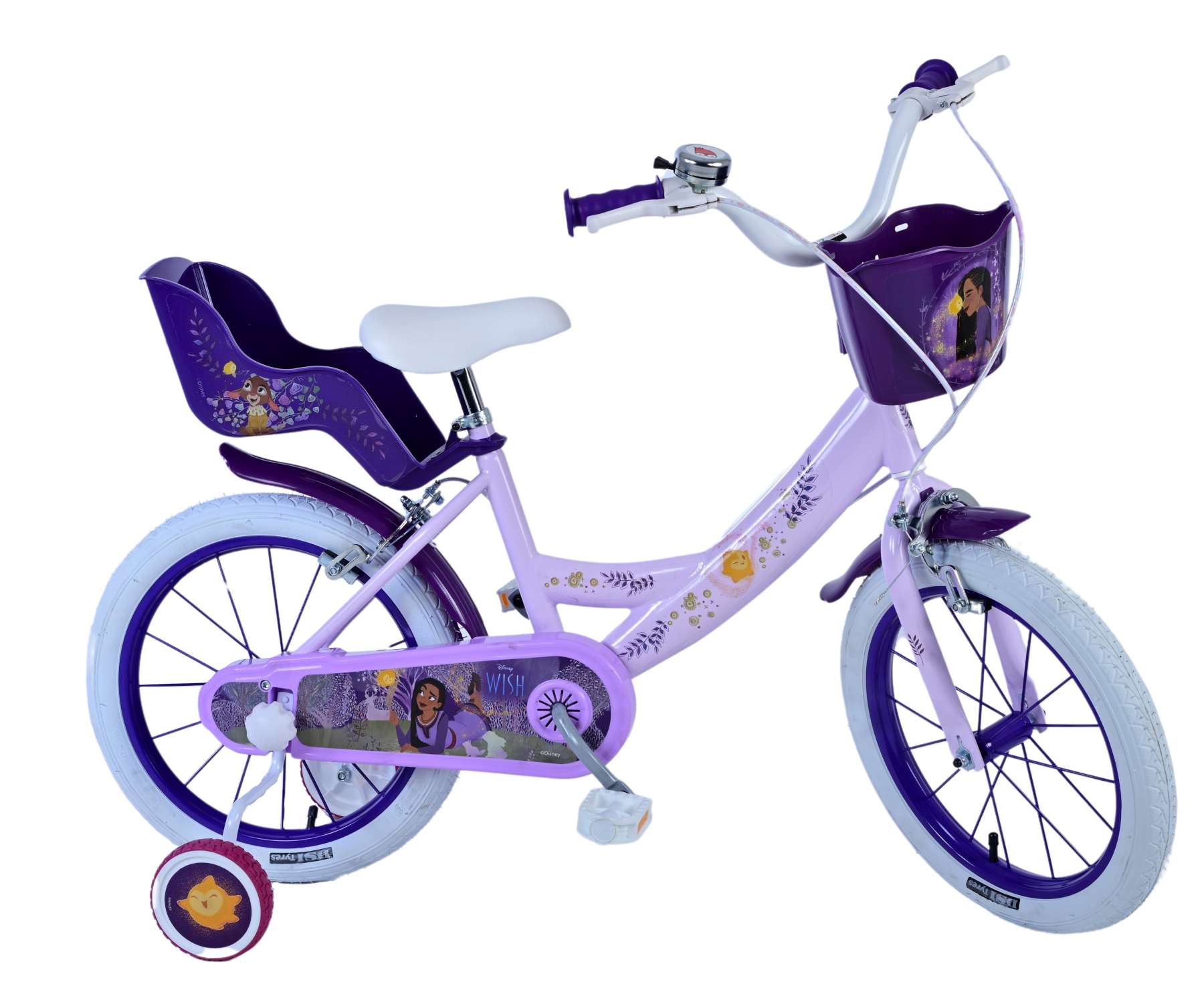 Disney Wish Kinderfiets Meisjes 16 inch Paars Twee handremmen