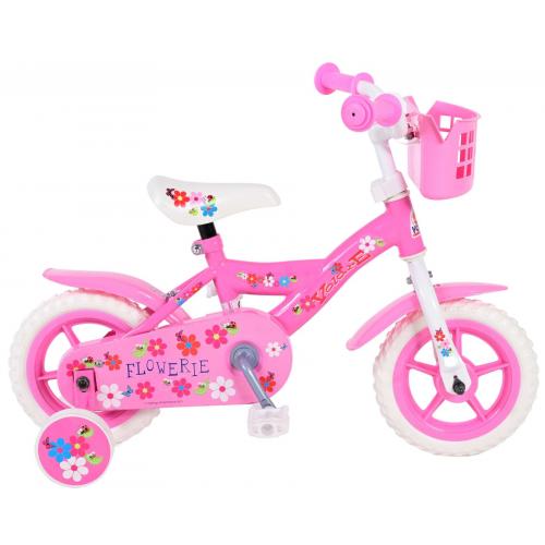 Volare Flowerie Kinderfiets - Meisjes - 10 inch - Roze/Wit