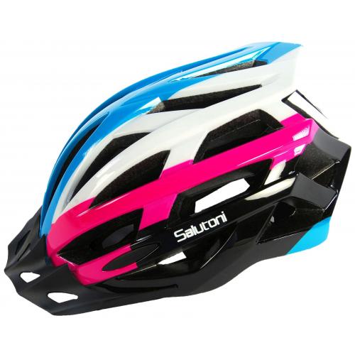 Salutoni Dames Fietshelm Blauw Wit Roze 58-61 cm