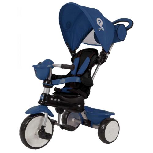 QPlay Driewieler Comfort Donkerblauw 4 in 1