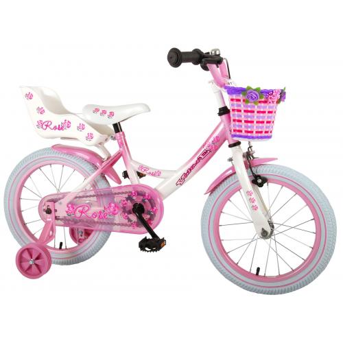 Volare Rose Kinderfiets - Meisjes - 16 inch - Roze Wit - 95% afgemonteerd