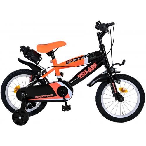 Volare Sportivo Kinderfiets - Jongens - 14 inch - Neon Oranje Zwart - Twee Handremmen