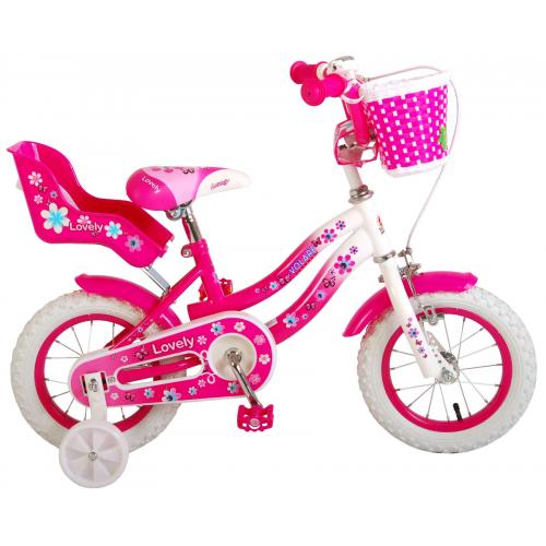 Volare Lovely Kinderfiets - Meisjes - 12 inch - Roze Wit - 95% afgemonteerd