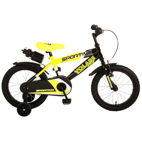 Volare Sportivo Kinderfiets - Jongens - 16 inch - Neon Geel Zwart - 95% afgemonteerd