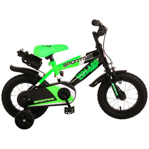 Volare Sportivo Kinderfiets - Jongens - 12 inch - Neon Groen Zwart - 95% afgemonteerd