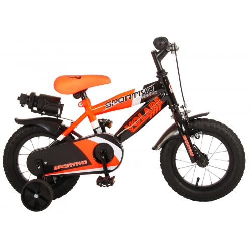 Volare Sportivo Kinderfiets - Jongens - 12 inch - Neon Oranje Zwart - 95% afgemonteerd