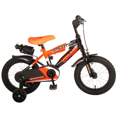 Volare Sportivo Kinderfiets - Jongens - 14 inch - Neon Oranje Zwart - 95% afgemonteerd