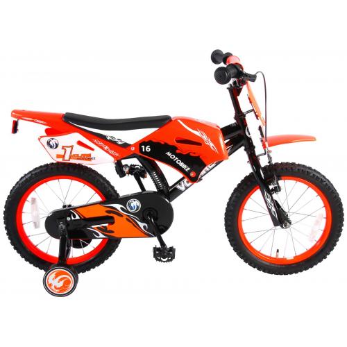 Volare Motorbike Kinderfiets - Jongens - 16 inch - Oranje - 95% afgemonteerd