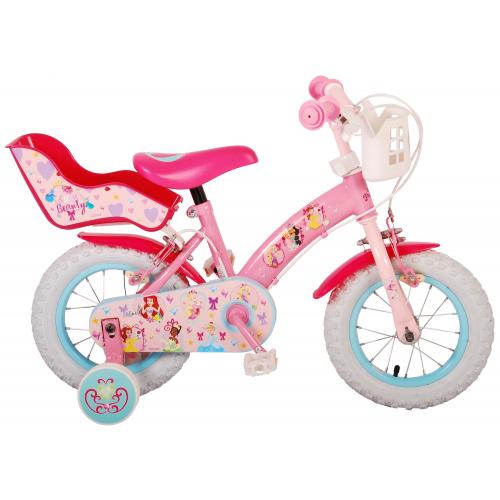 Disney Princess Kinderfiets - Meisjes - 12 inch - Roze - Poppenzitje - Twee Handremmen