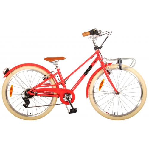 Volare Melody Kinderfiets - Meisjes - 24 inch - Pastel Rood - 6 speed - Prime Collection