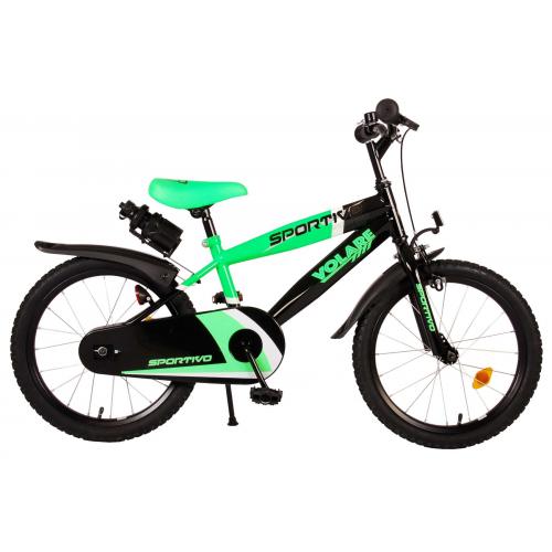 Volare Sportivo Kinderfiets - Jongens - 18 inch - Neon Groen Zwart - 95% afgemonteerd