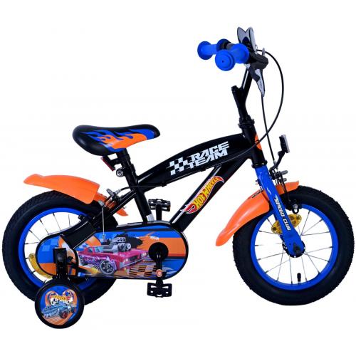 Hot Wheels Kinderfiets - Jongens - 12 inch - Zwart Oranje Blauw - Twee handremmen