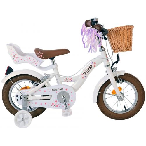 Volare Blossom Kinderfiets - Meisjes - 12 inch - Wit - Twee handremmen