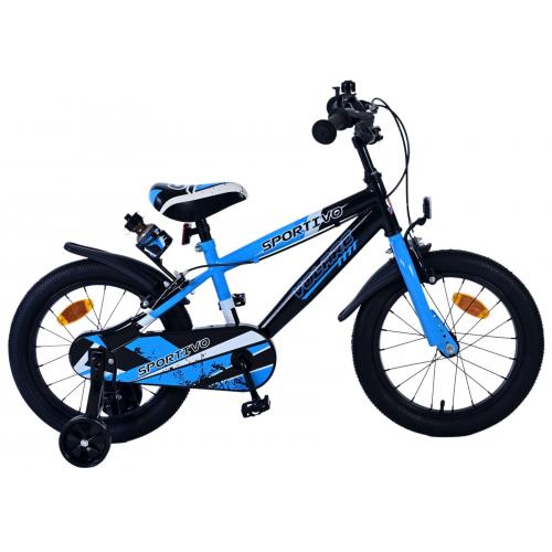 Volare Sportivo Kinderfiets - Jongens - 16 inch - Blauw Zwart - Twee Handremmen