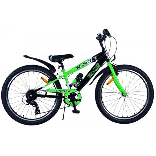 Volare Sportivo Kinderfiets - Jongens - 24 inch - 7 Speed - Zwart Groen