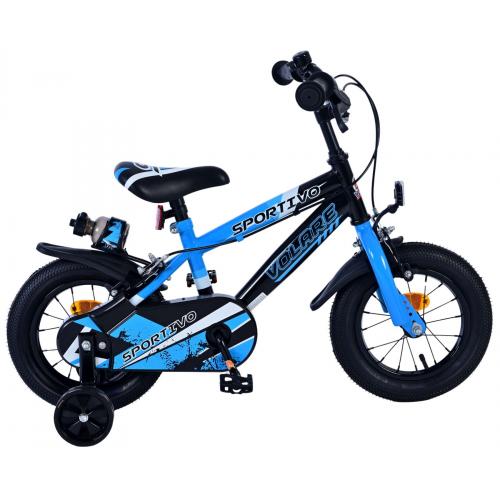 Volare Sportivo Kinderfiets - Jongens - 12 inch - Blauw Zwart - Twee Handremmen
