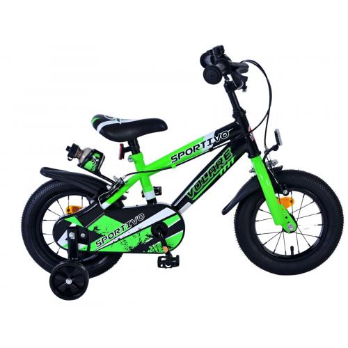 Volare Sportivo Kinderfiets - Jongens - 12 inch - Groen Zwart - Twee Handremmen