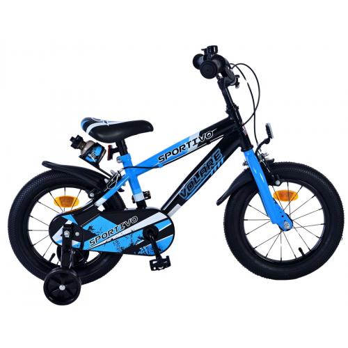 Volare Sportivo Kinderfiets - Jongens - 14 inch - Blauw Zwart - Twee Handremmen