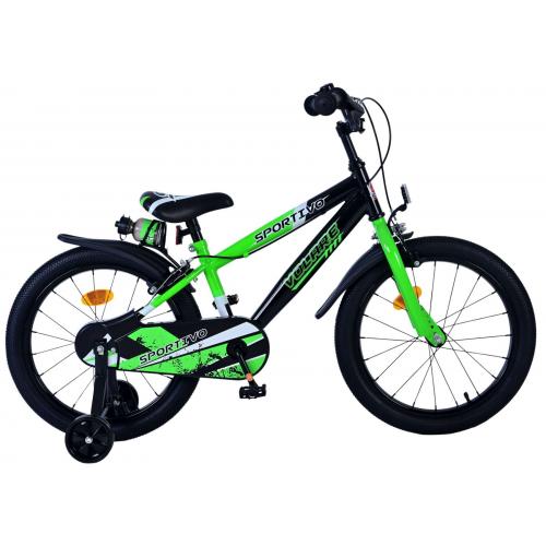 Volare Sportivo Kinderfiets - Jongens - 18 inch - Groen Zwart - Twee Handremmen