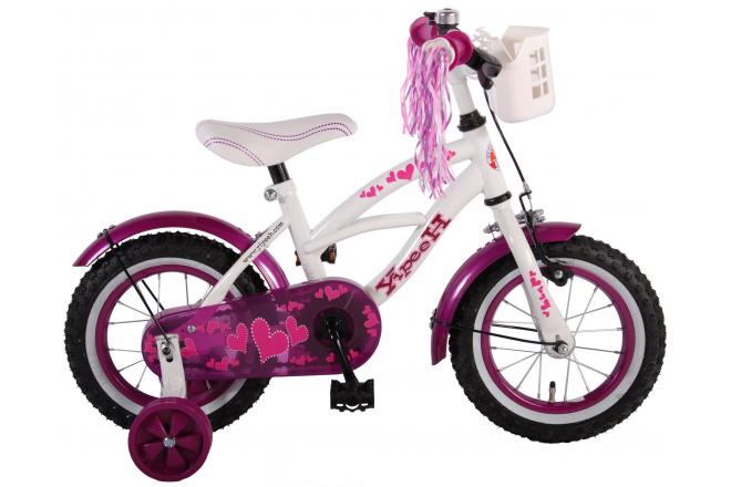 Volare Heart Cruiser Kinderfiets – Meisjes – 12 inch – Wit/Paars
