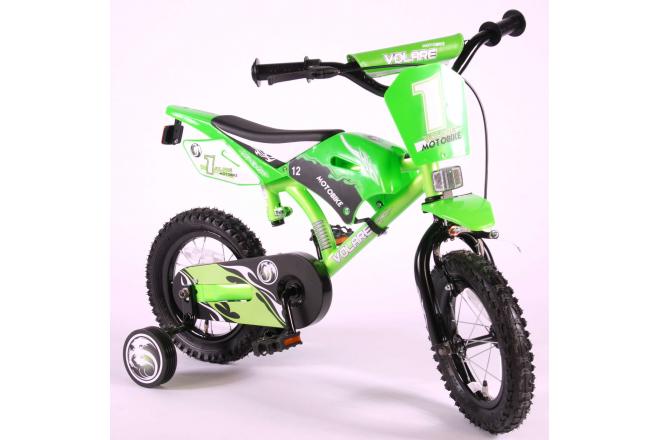 Volare Motobike Kinderfiets - Jongens - 12 inch - Groen - 95% afgemonteerd