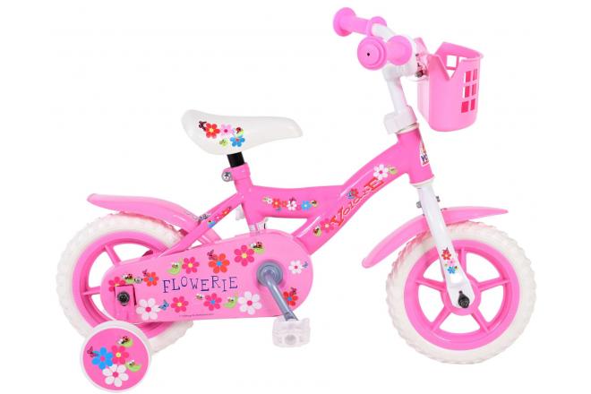 Volare Flowerie Kinderfiets - Meisjes - 10 inch - Roze/Wit