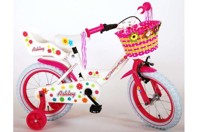 Volare Ashley Kinderfiets - Meisjes - 14 inch - Wit - 95% afgemonteerd