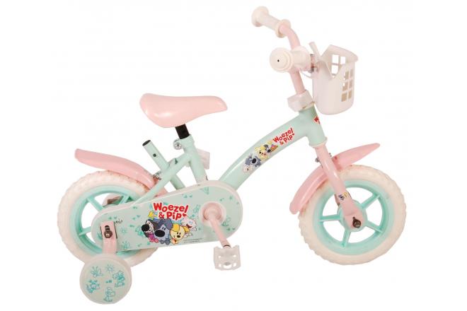 woezel & pip kinderfiets - meisjes - 10 inch - mint blauw/roze - doortrapper woezel & pip kinderfiets - meisjes - 10 inch - mint blauw/roze - doortrapper