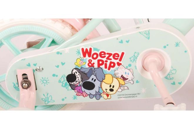 Woezel & Pip Kinderfiets - Meisjes - 10 inch - Mint Blauw/Roze