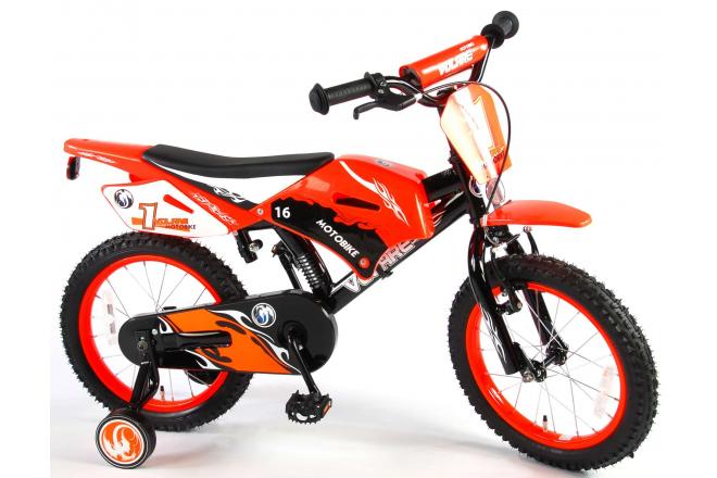 Volare Motorbike Kinderfiets - Jongens - 16 inch - Oranje - 95% afgemonteerd