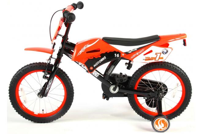 Volare Motorbike Kinderfiets - Jongens - 16 inch - Oranje - 95% afgemonteerd