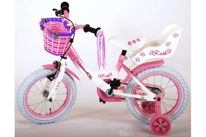 Volare Rose Kinderfiets - Meisjes - 14 inch - Roze Wit - 95% afgemonteerd