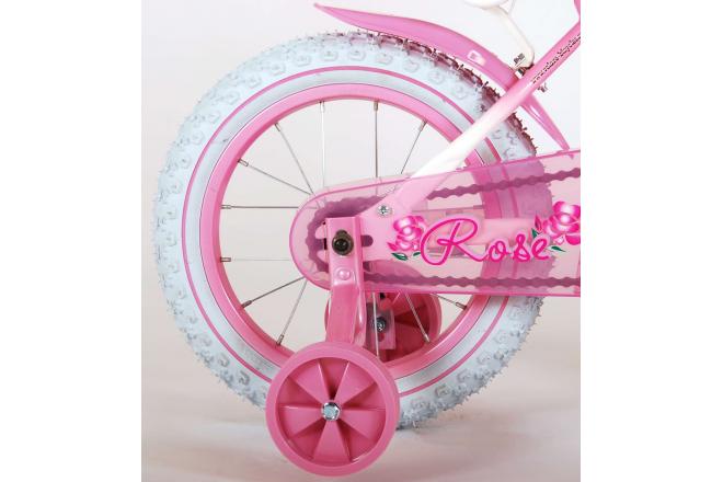 Volare Rose Kinderfiets - Meisjes - 14 inch - Roze Wit - 95% afgemonteerd