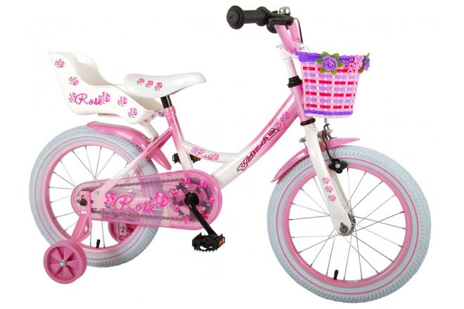 Volare Rose Kinderfiets - Meisjes - 16 inch - Roze Wit - 95% afgemonteerd