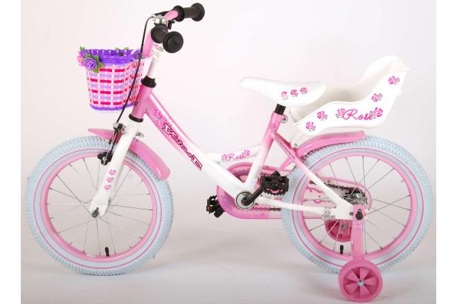 Volare Rose Kinderfiets - Meisjes - 16 inch - Roze Wit - 95% afgemonteerd