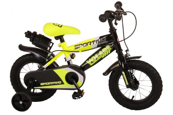 Volare Sportivo Kinderfiets – Jongens – 12 inch – Neon Geel Zwart – Twee Handremmen – 95% afgemonteerd
