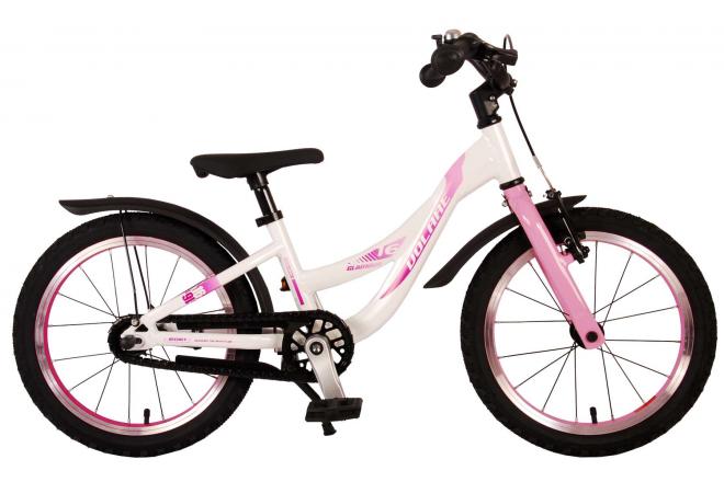 volare glamour kinderfiets - meisjes - 16 inch - wit/roze - prime collection
