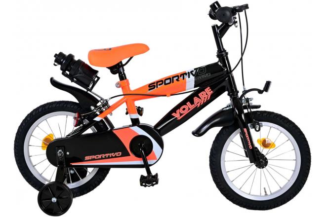 Volare Sportivo Kinderfiets - Jongens - 14 inch - Neon Oranje Zwart - Twee Handremmen